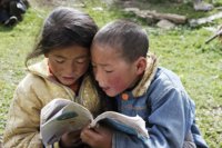 Tibetan Shechen School students reading 2 Tibetan Shechen School students reading 2
